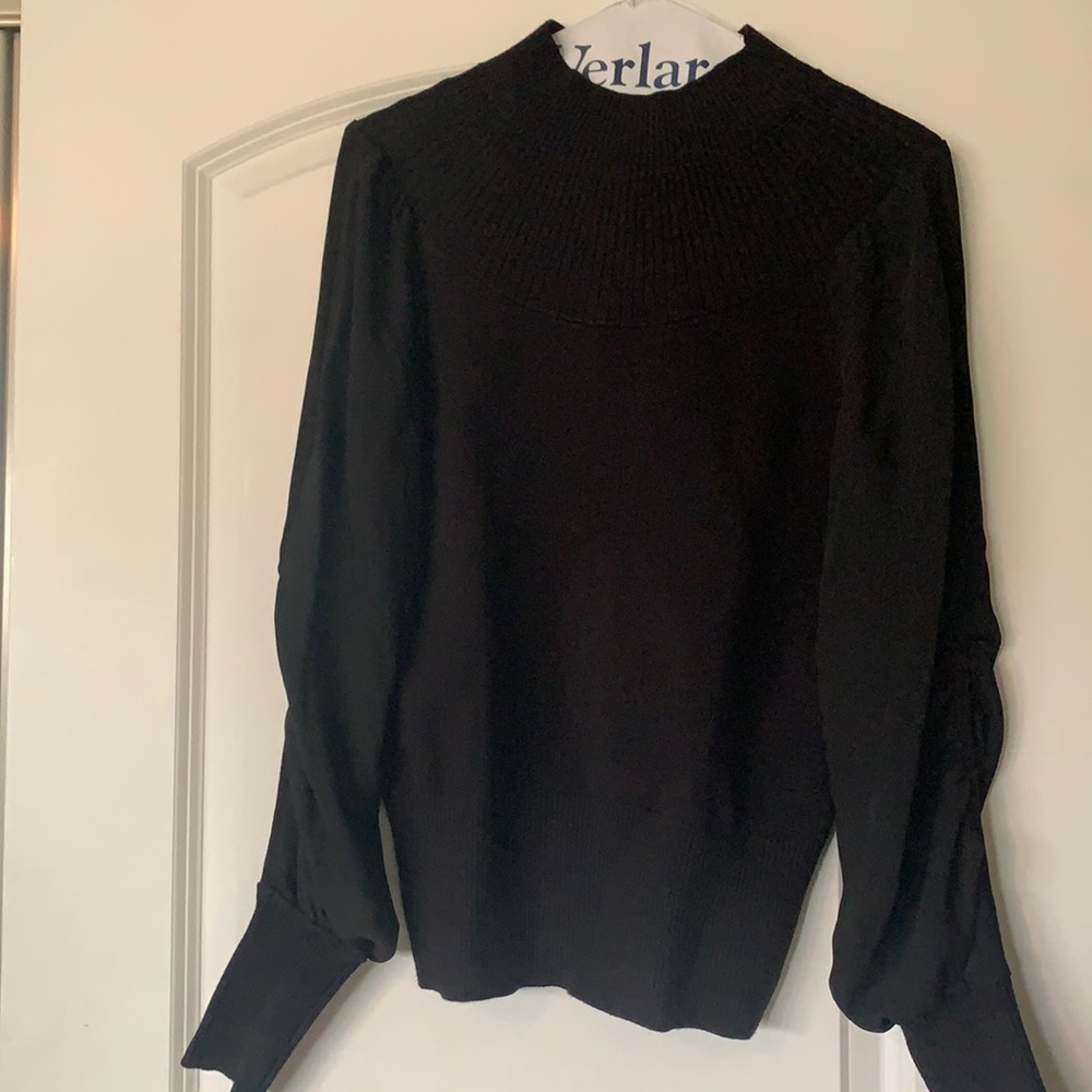 High neck black cotton sweater